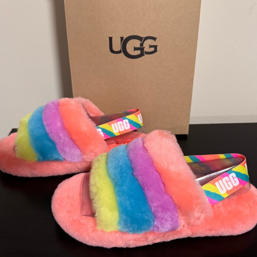 UGG Fluff Yeah Rainbow Slide